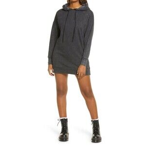 BP. Women's Black Washed Long Sleeve Hooded Sweatshirt Dress Size Medium